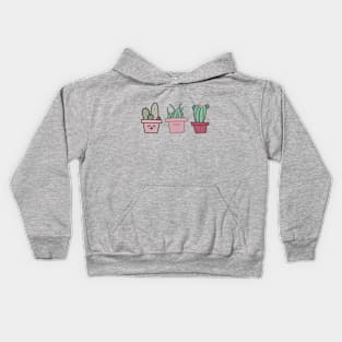 Cactus and Succulent Plant - Pink Planted Pots with Hearts Kids Hoodie